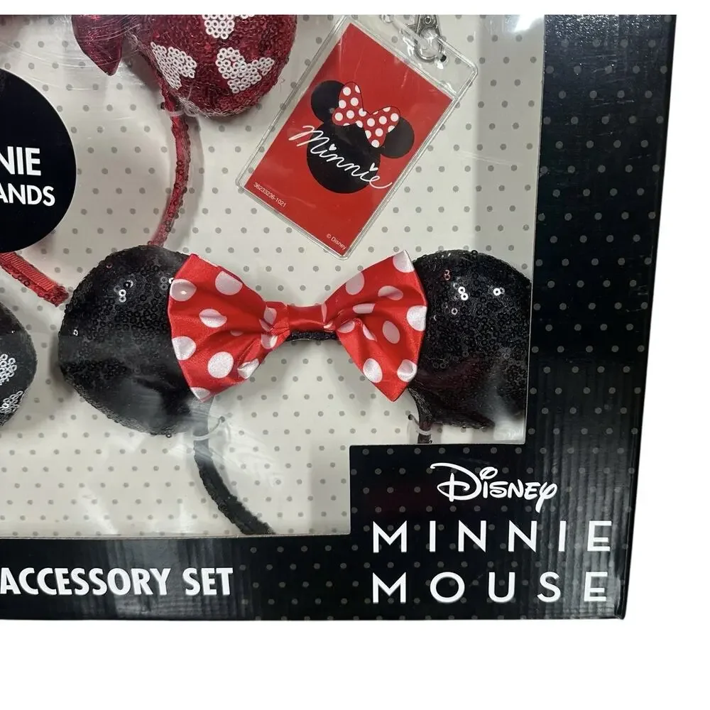 Disney Deluxe Accessory Set Vacation Minnie Mouse Ears Headbands Scrunchies NEW